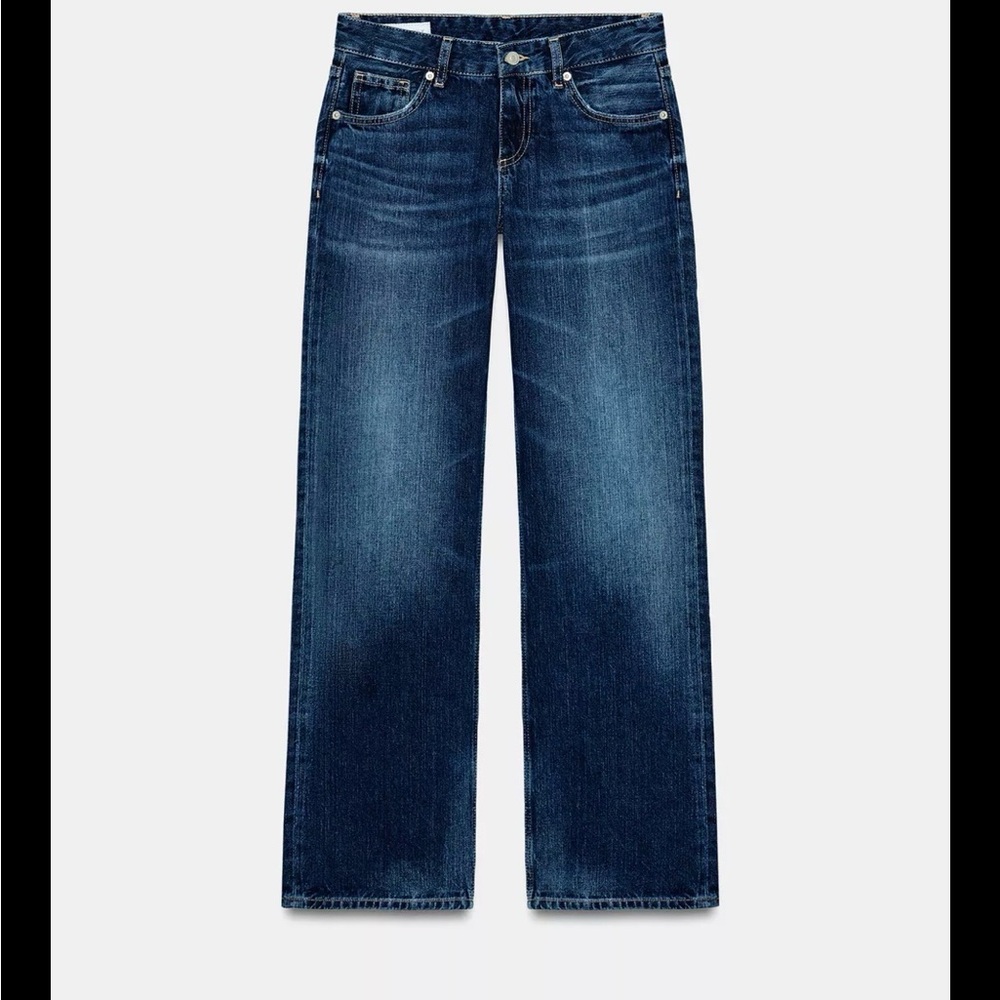 Zara Wide Leg Low Rise Jeans - Dark Wash